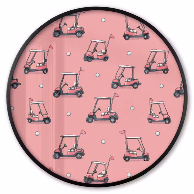 Ronde fotolijst - Golfkar - Retro - Roze — 1