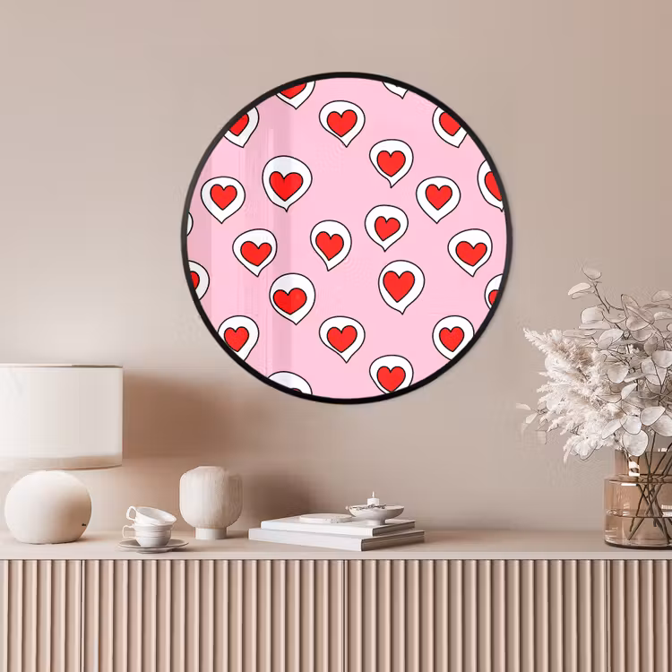 Ronde fotolijst - Hartjes - Patroon - Rood — 4