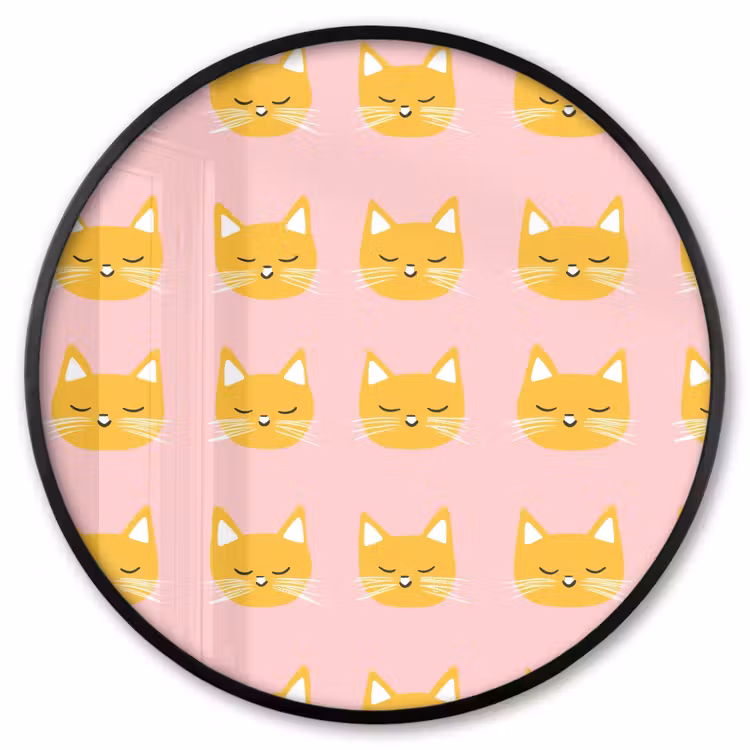 Ronde fotolijst - Katten - Patroon - Roze — 1