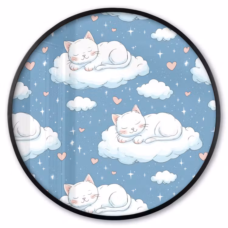 Ronde fotolijst - Kitten - Wolken - Blauw — 1