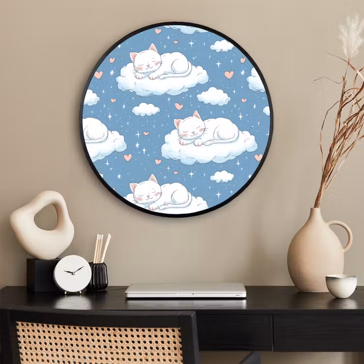 Ronde fotolijst - Kitten - Wolken - Blauw — 2