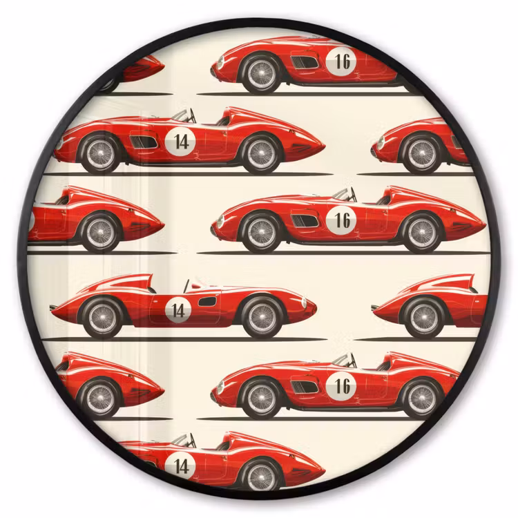 Ronde fotolijst - Raceauto - Retro - Rood — 1