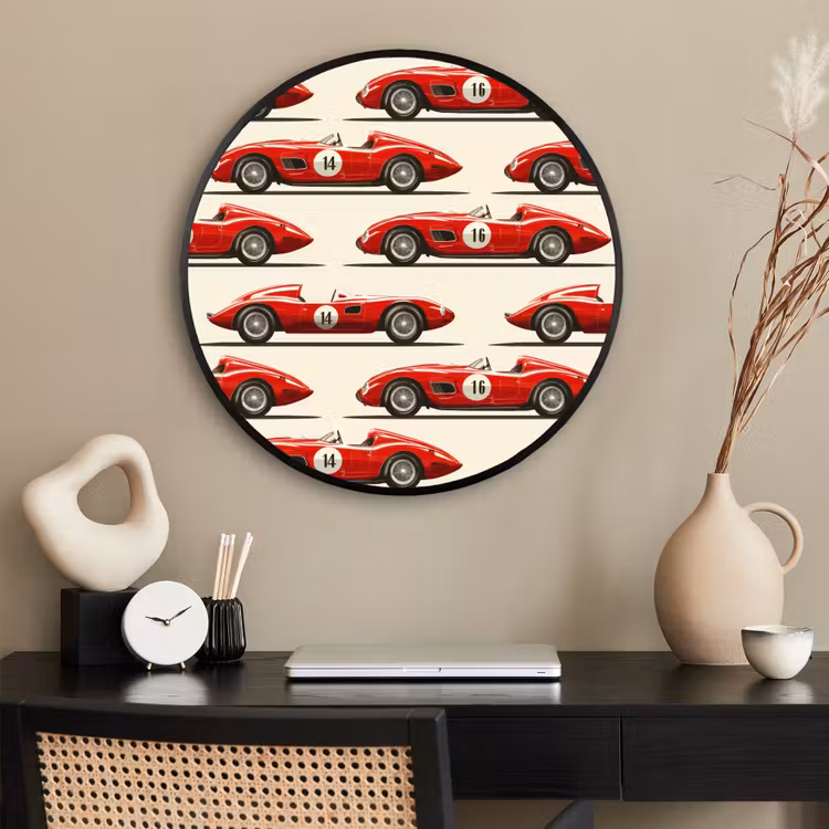 Ronde fotolijst - Raceauto - Retro - Rood — 2