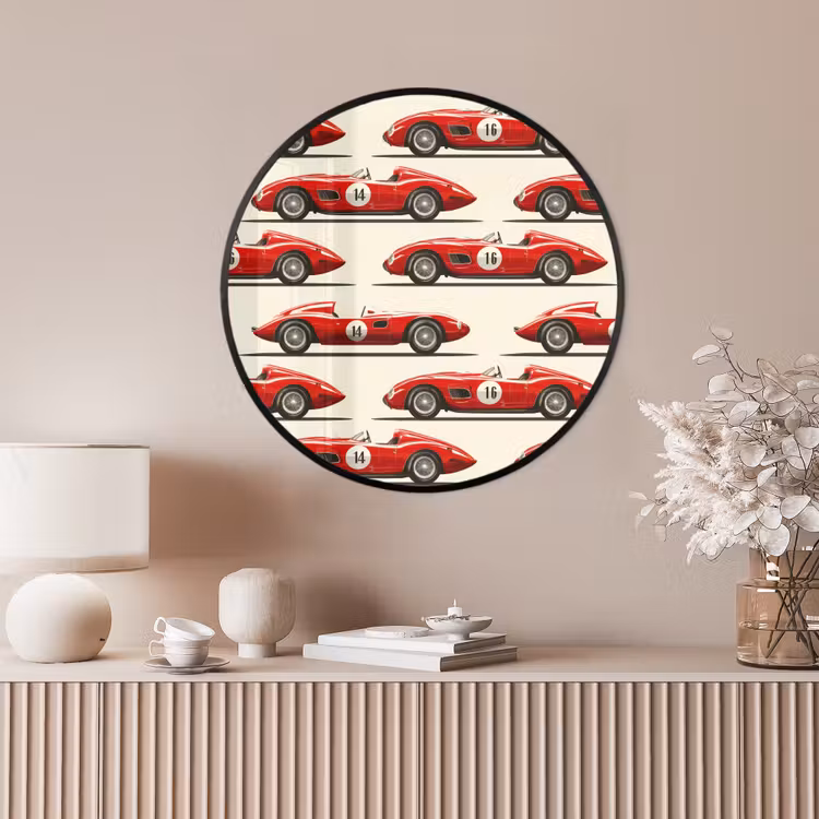 Ronde fotolijst - Raceauto - Retro - Rood — 4