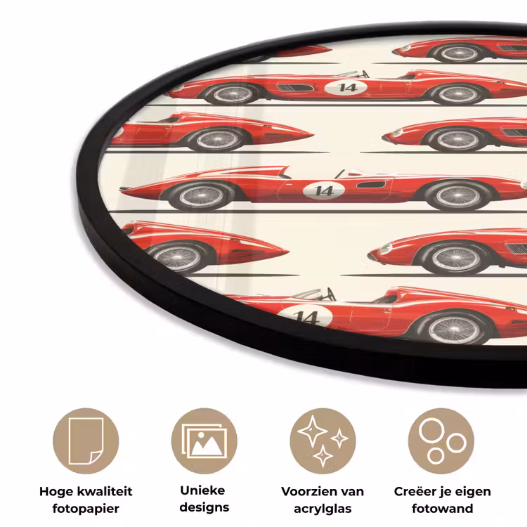 Ronde fotolijst - Raceauto - Retro - Rood — 5