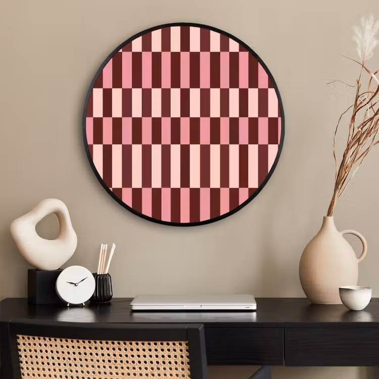 Ronde fotolijst - Roze - Rood - Blokjes — 2