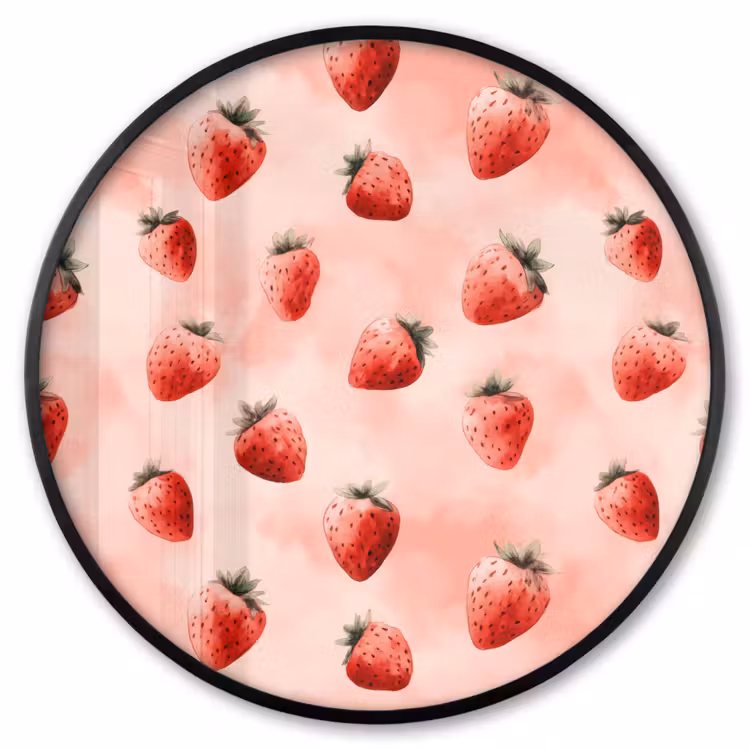 Ronde fotolijst - Aardbei - Patroon - Roze — 1