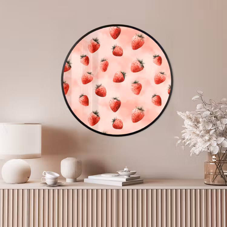 Ronde fotolijst - Aardbei - Patroon - Roze — 4