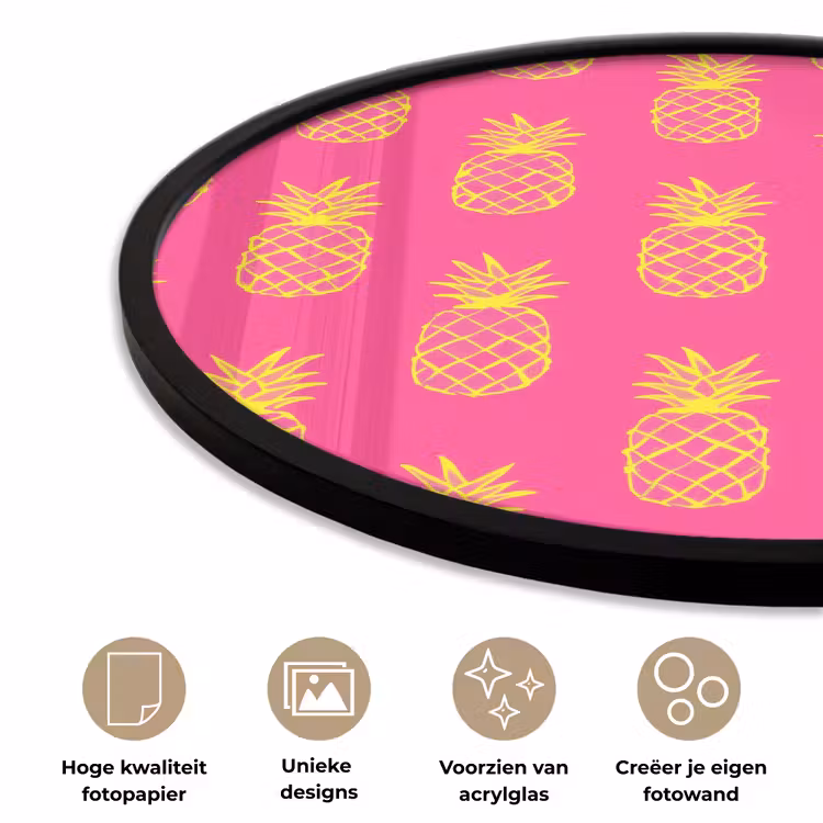 Ronde fotolijst - Ananas - Trendy - Roze — 5