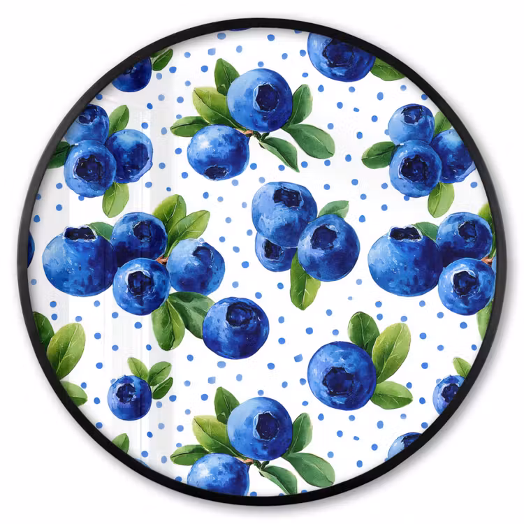 Ronde fotolijst - Bessen - Patroon - Blauw — 1