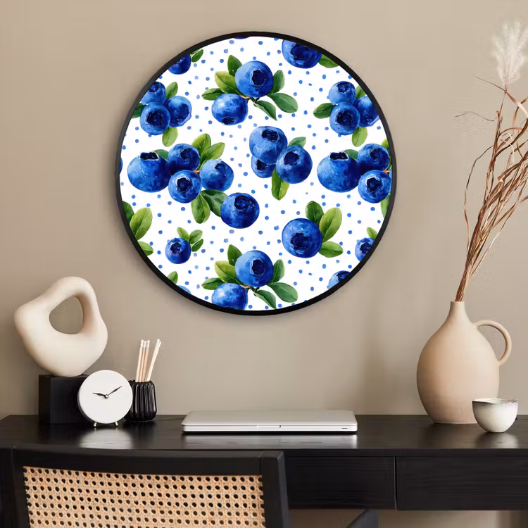Ronde fotolijst - Bessen - Patroon - Blauw — 2