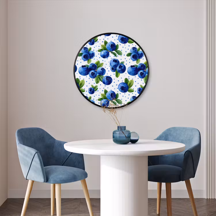 Ronde fotolijst - Bessen - Patroon - Blauw — 3