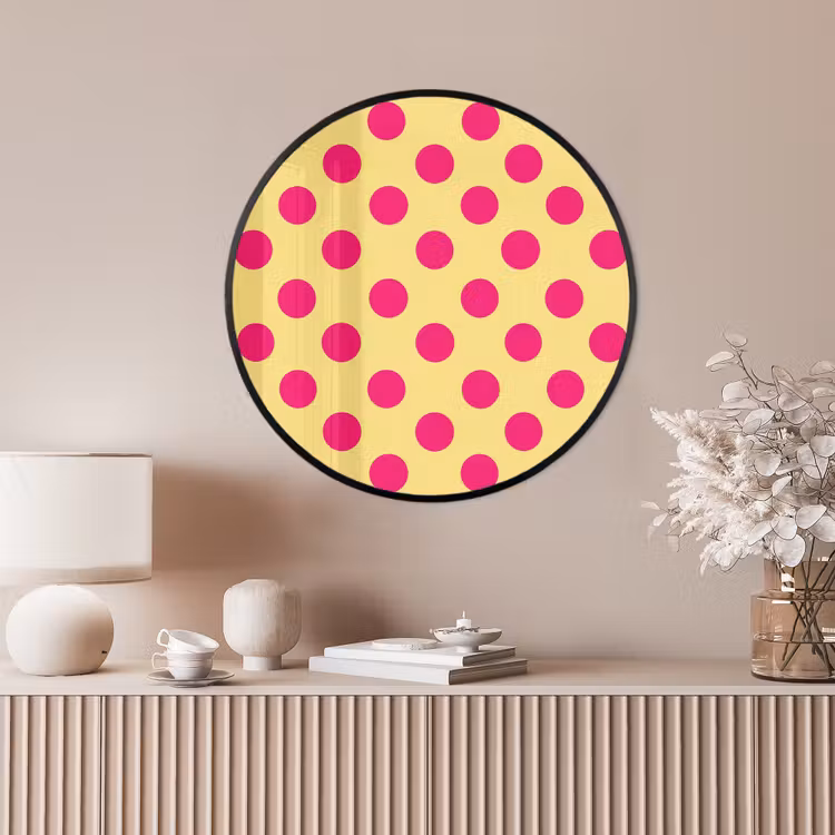 Ronde fotolijst - Roze - Stippen - Geel — 4