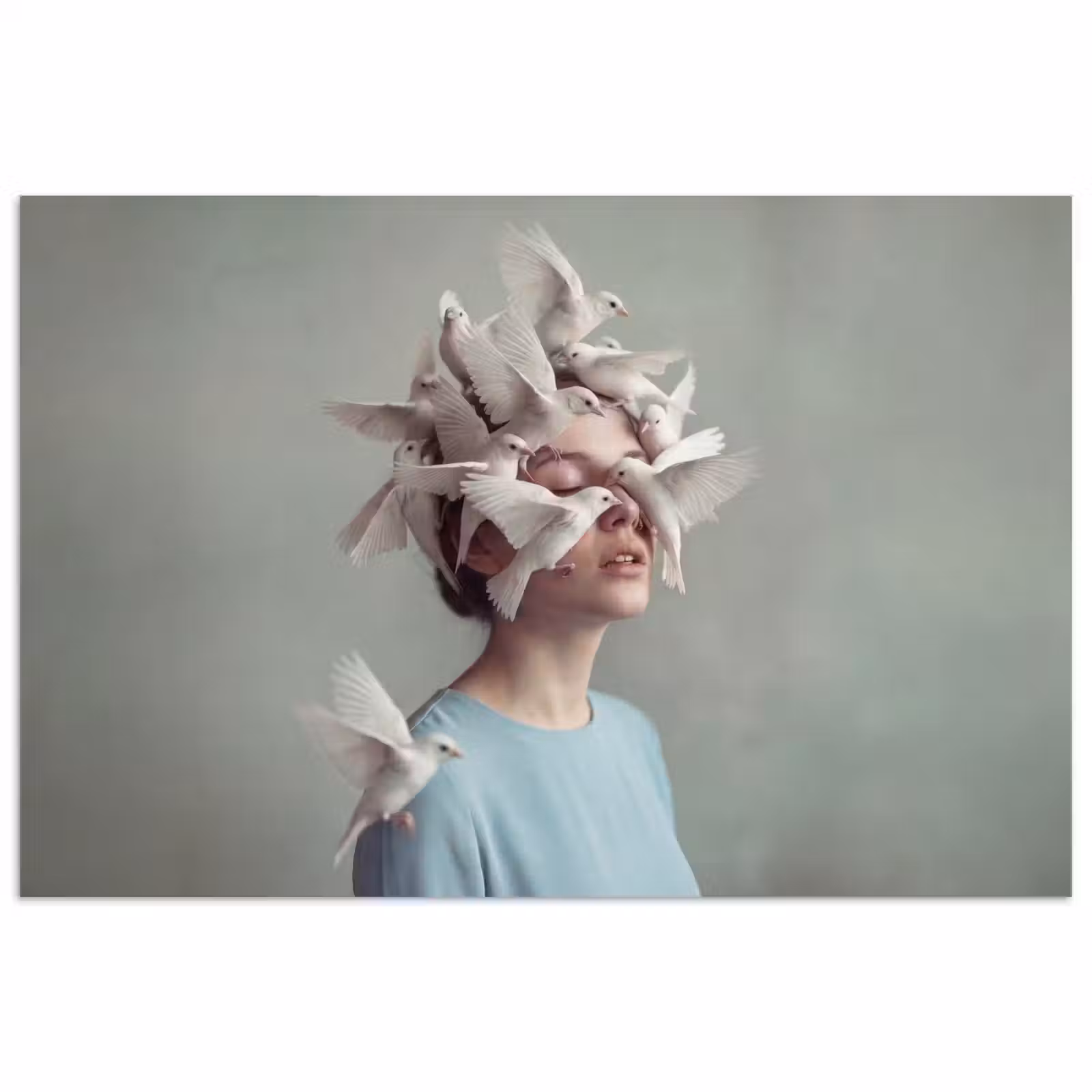 Poster - Vrouw - Vogels - Abstract - Modern - Wit — 1