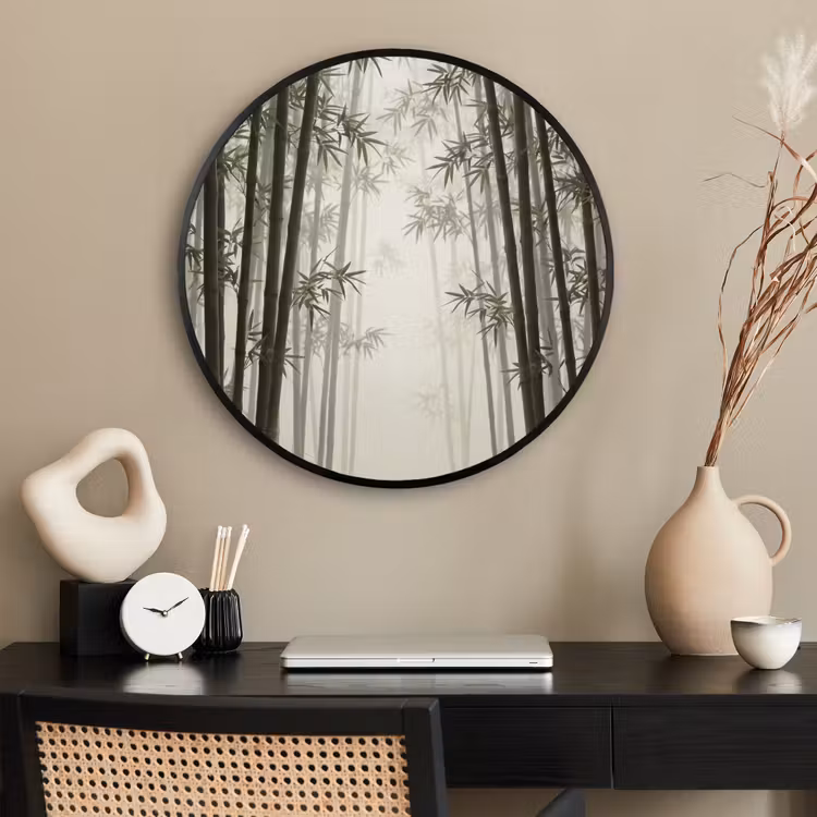 Ronde fotolijst - Bamboe - Bos - Mist - Natuur — 2
