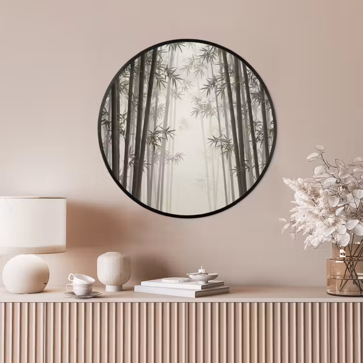 Ronde fotolijst - Bamboe - Bos - Mist - Natuur — 4