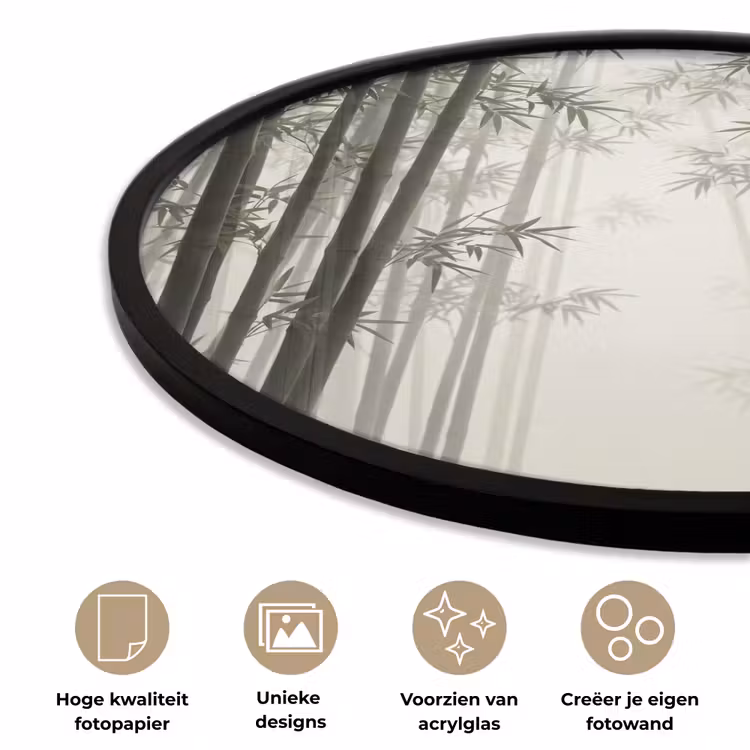 Ronde fotolijst - Bamboe - Bos - Mist - Natuur — 5