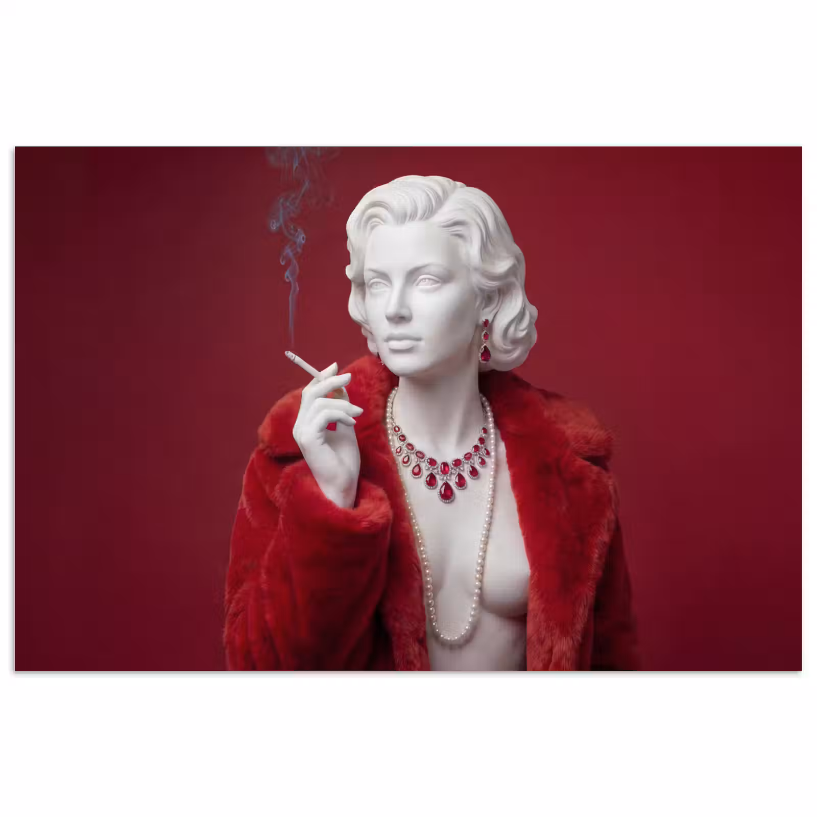 Poster - Vrouw - Bontjas - Mode - Klassiek - Rood — 1