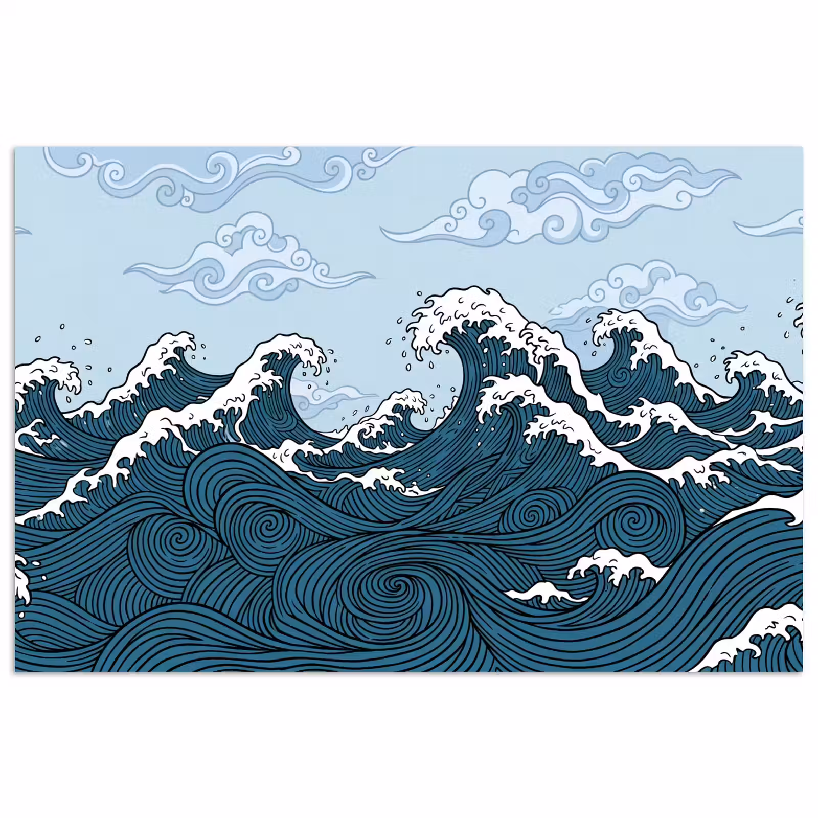 Poster - Zee - Golven - Japans - Natuur - Blauw — 1