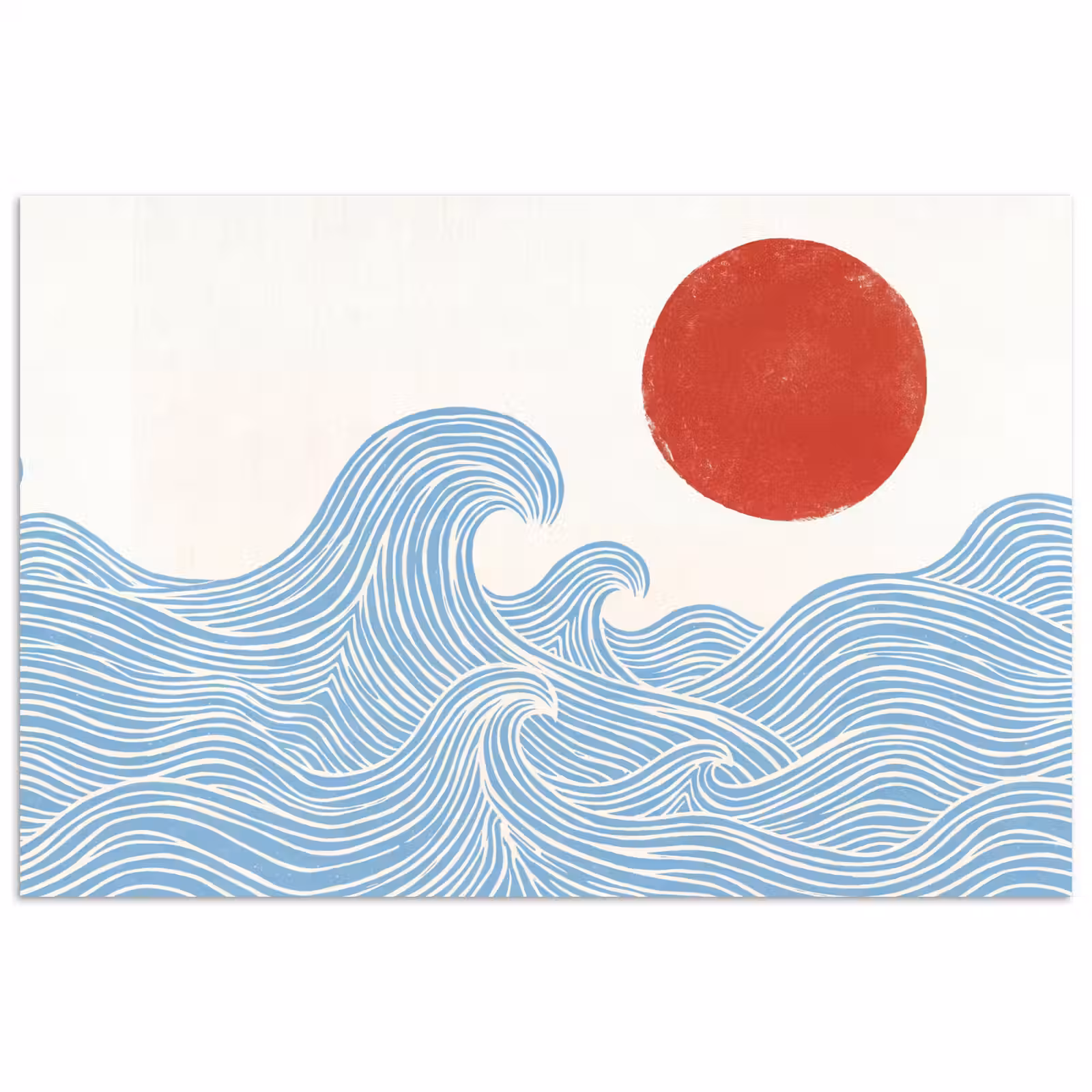 Poster - Zon - Golven - Oceaan - Abstract - Rood — 1