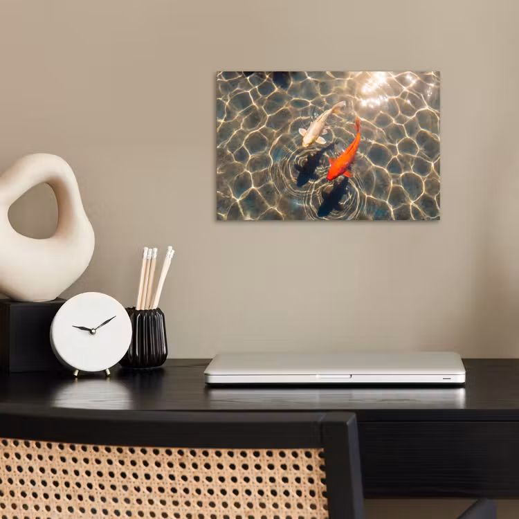 Poster - Vis - Water - Dieren - Oranje - Goud — 2