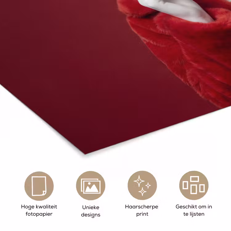 Poster - Vrouw - Bontjas - Mode - Klassiek - Rood — 5
