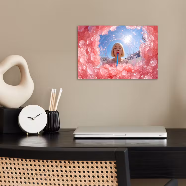 Poster - Vrouw - Drank - Zomer - Roze - Blauw — 2