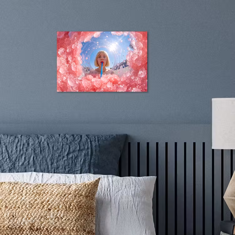 Poster - Vrouw - Drank - Zomer - Roze - Blauw — 3