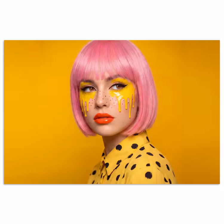 Poster - Vrouw - Portret - Abstract - Kleurrijk - Geel — 1