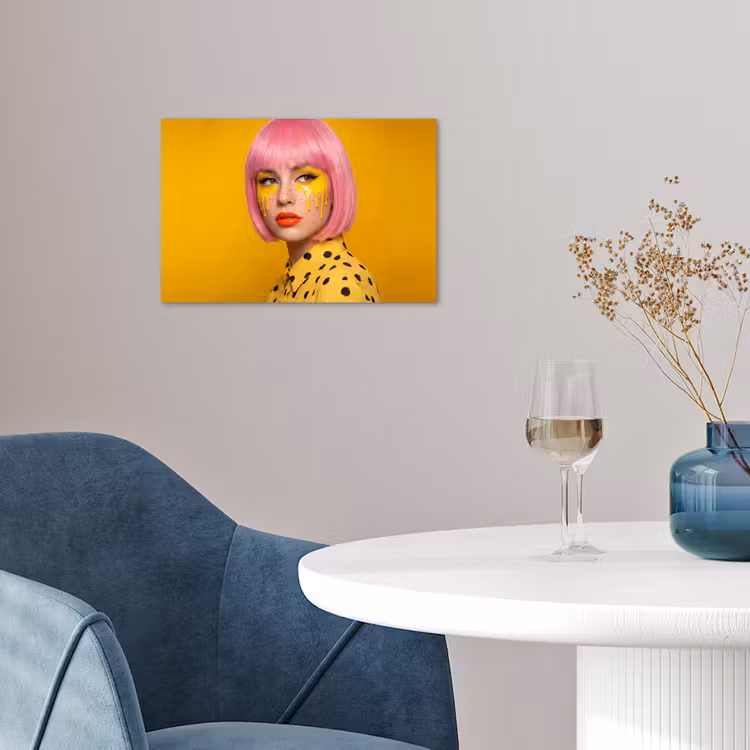 Poster - Vrouw - Portret - Abstract - Kleurrijk - Geel — 4