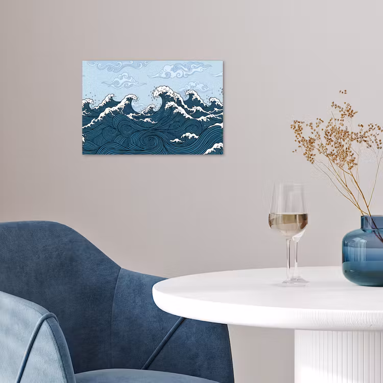 Poster - Zee - Golven - Japans - Natuur - Blauw — 4