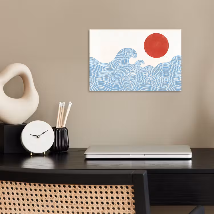 Poster - Zon - Golven - Oceaan - Abstract - Rood — 2