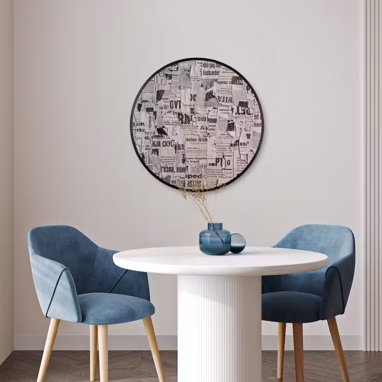 Ronde fotolijst - Krant - Gescheurd - Textuur - Abstract - Zwart-wit — 3