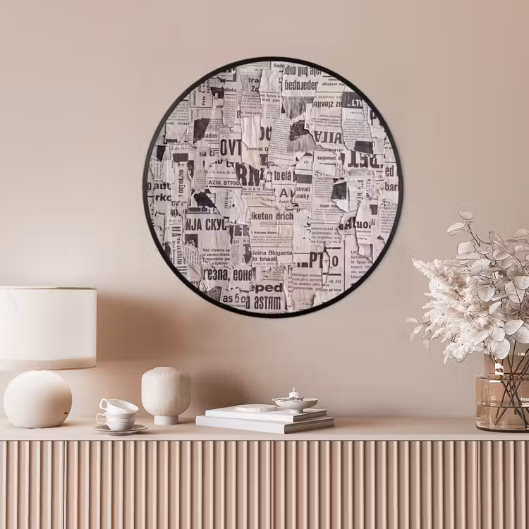 Ronde fotolijst - Krant - Gescheurd - Textuur - Abstract - Zwart-wit — 4