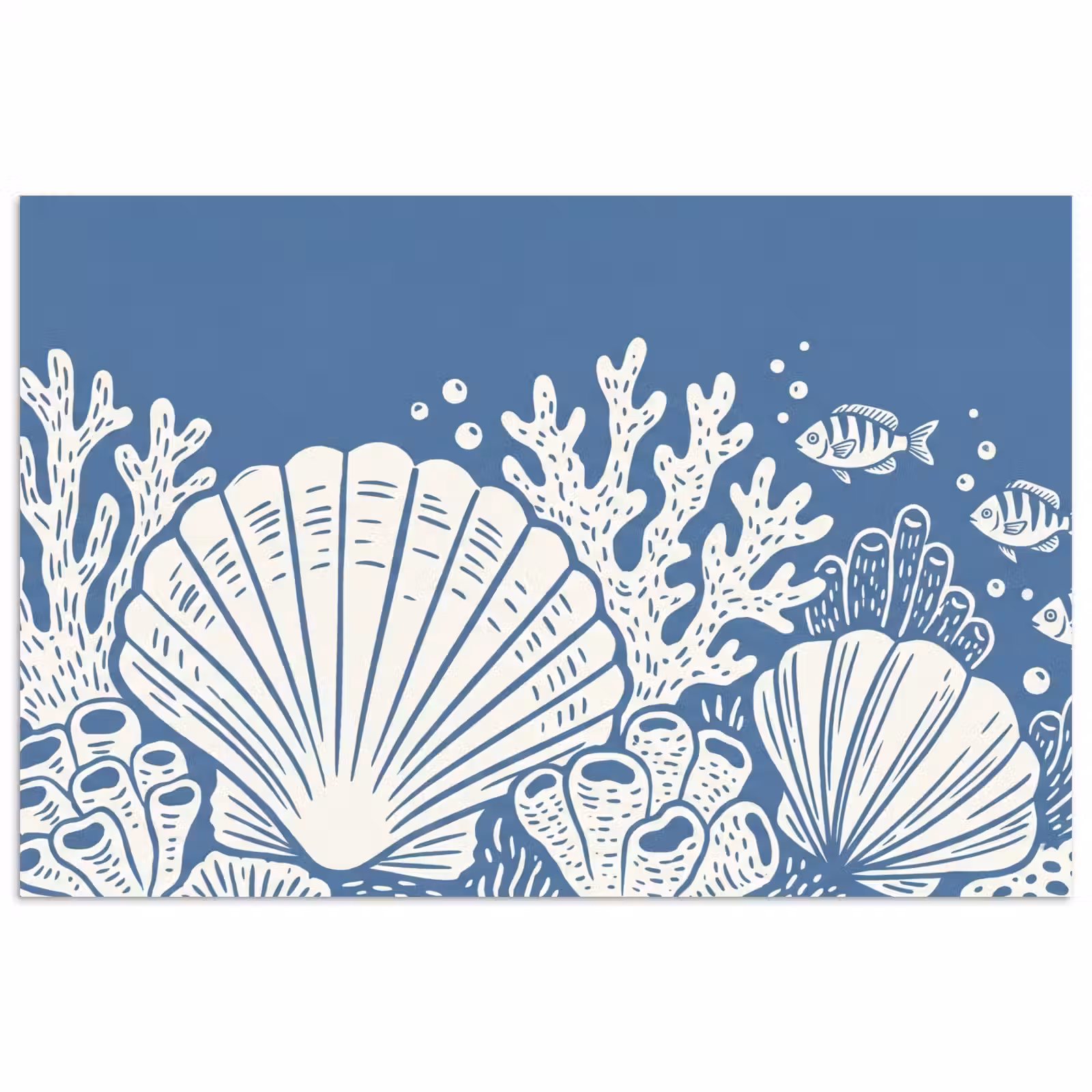 Poster - Zeeleven - Koraal - Schelp - Vis - Illustratie - Onderwater — 1