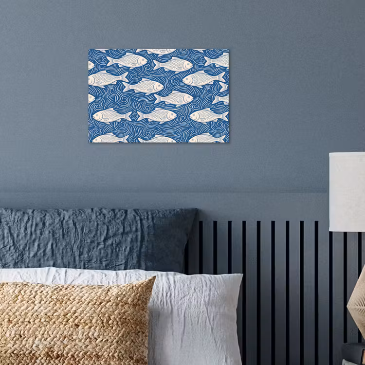 Poster - Vis - Water - Patroon - Grafisch - Blauw — 3
