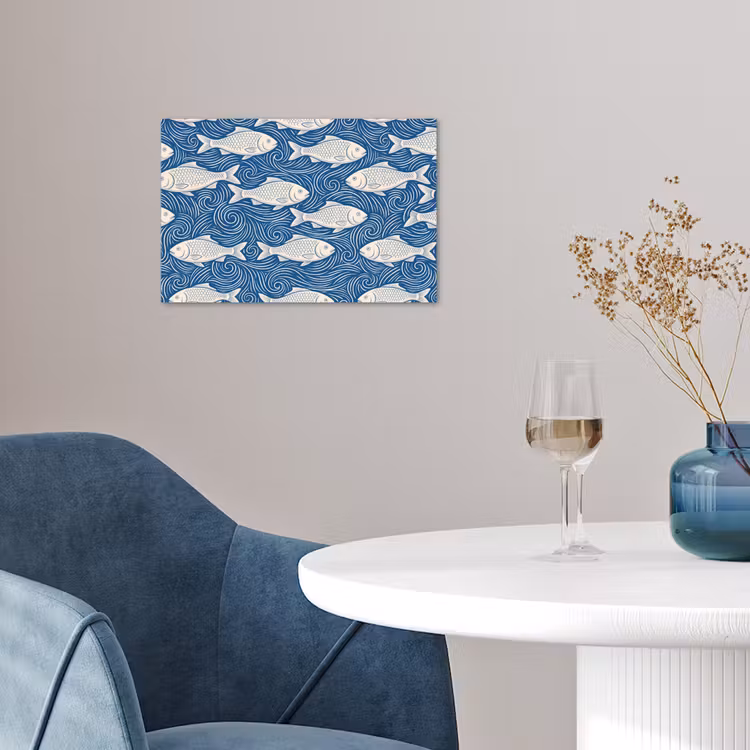 Poster - Vis - Water - Patroon - Grafisch - Blauw — 4