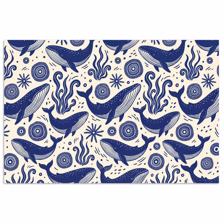 Poster - Walvis - Onderwater - Dieren - Abstract - Blauw — 1