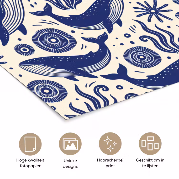 Poster - Walvis - Onderwater - Dieren - Abstract - Blauw — 5
