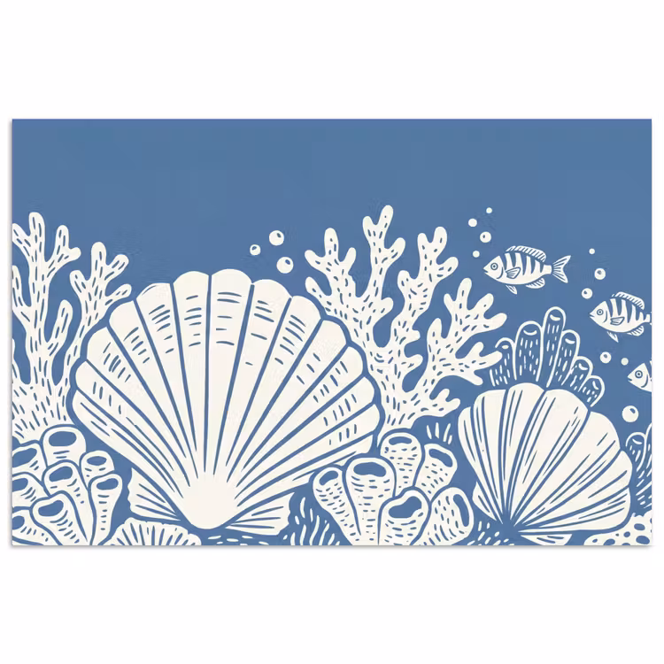 Poster - Zeeleven - Koraal - Schelp - Vis - Illustratie - Onderwater — 1