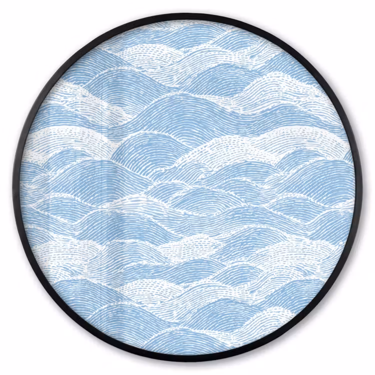 Ronde fotolijst - Blauw - Wit - Golven - Getekend — 1