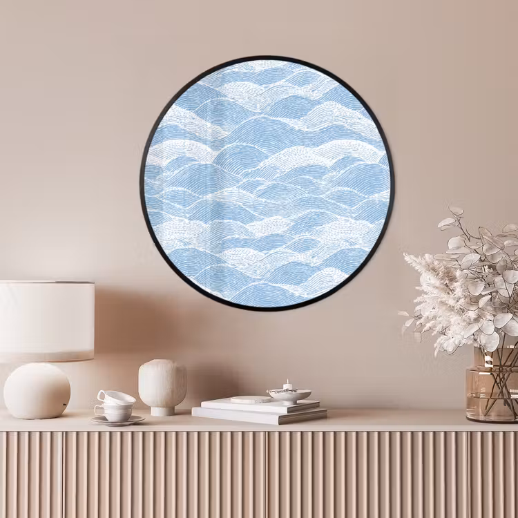 Ronde fotolijst - Blauw - Wit - Golven - Getekend — 4