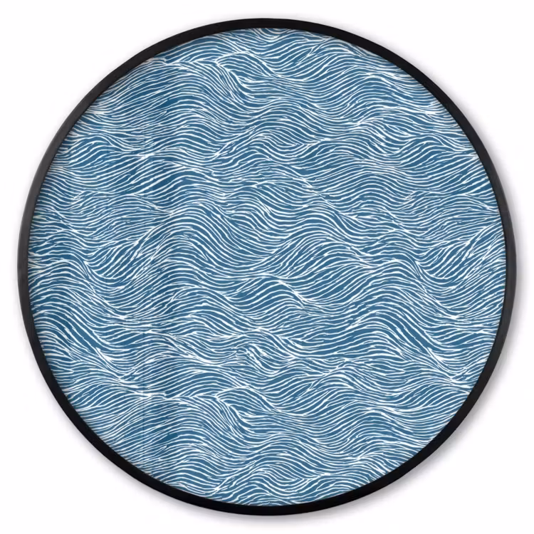 Ronde fotolijst - Blauw - Wit - Golven - Getekend - Textuur — 1