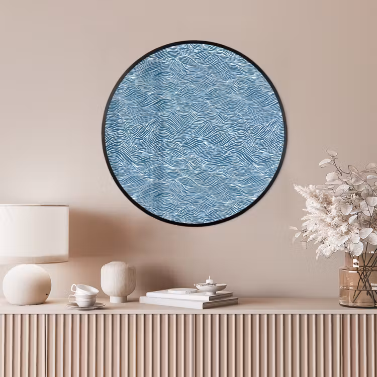 Ronde fotolijst - Blauw - Wit - Golven - Getekend - Textuur — 4