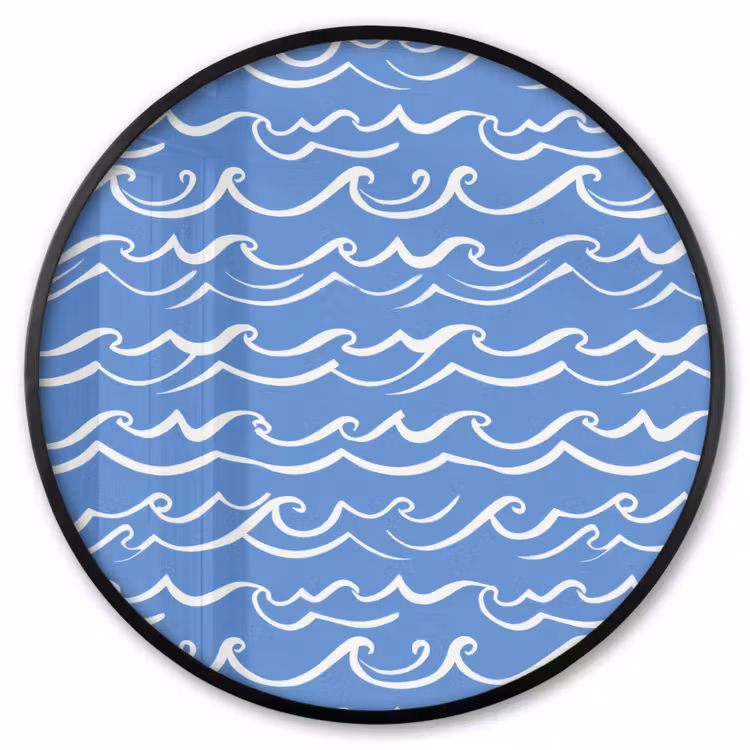 Ronde fotolijst - Blauw - Wit - Simpel - Getekend - Golven — 1