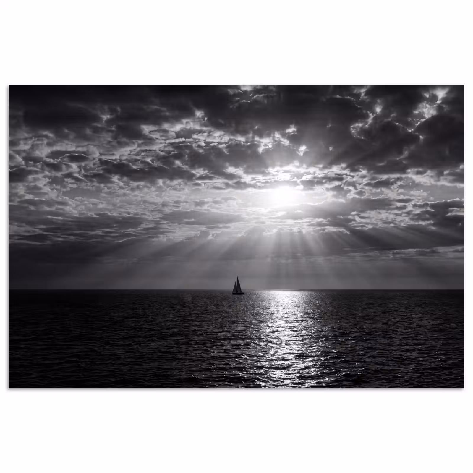 Poster - Water - Boot - Lucht - Natuur - Zwart-wit — 1
