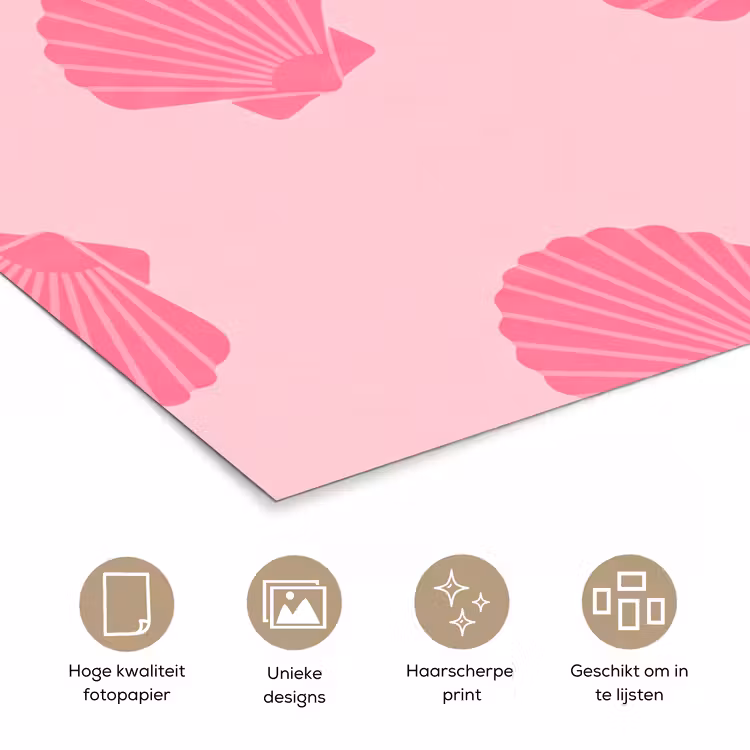 Poster - Schelp - Patroon - Zee - Modern - Roze — 5