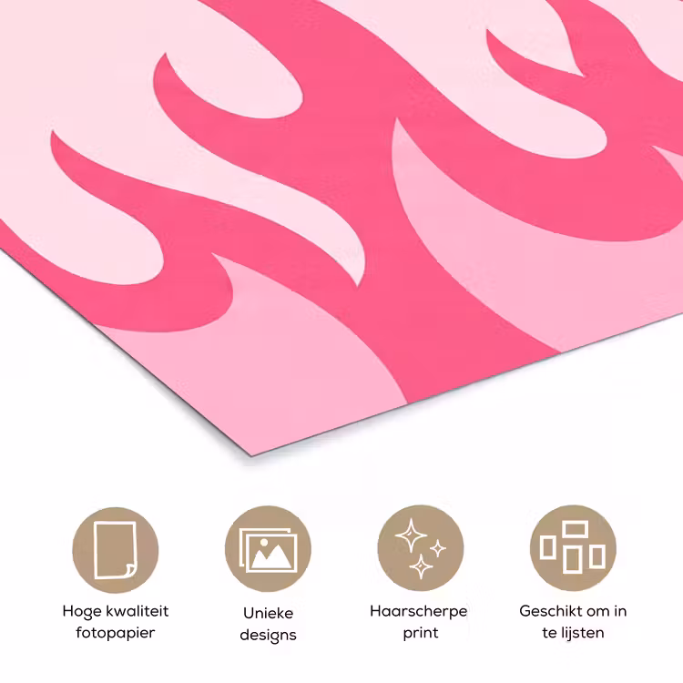 Poster - Vlammen - Patroon - Abstract - Modern - Roze — 5