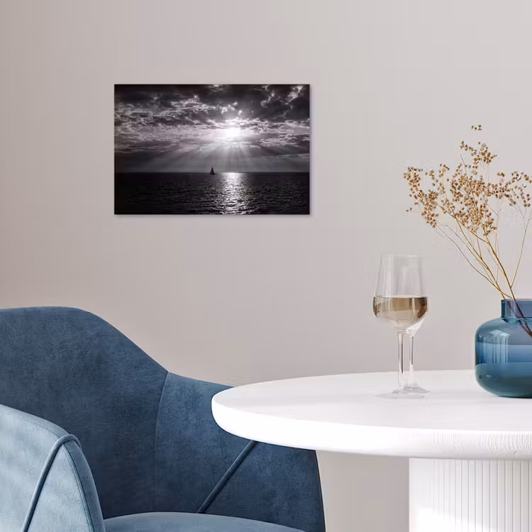 Poster - Water - Boot - Lucht - Natuur - Zwart-wit — 4