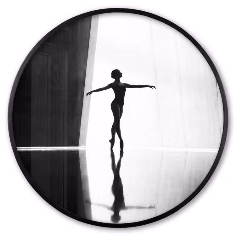 Ronde fotolijst - Danser - Silhouette - Kunst - Modern - Zwart-wit — 1
